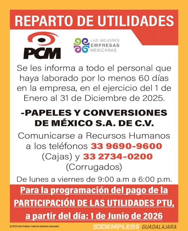 Vacante de empleo en Guadalajara publicada el 2026-06-05 en Solo Empleos