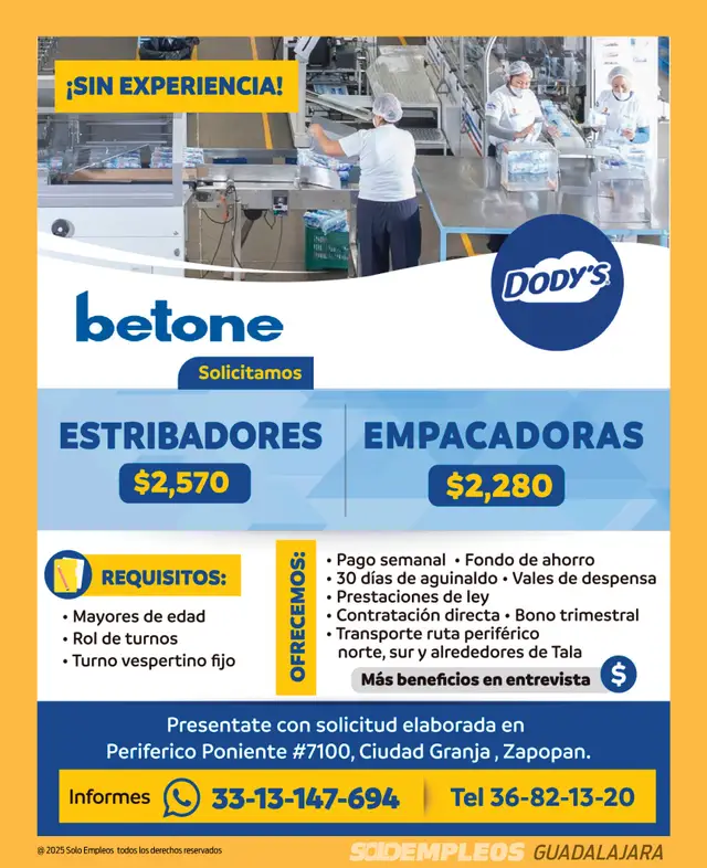 Vacante de empleo en Guadalajara publicada el 2026-06-05 en Solo Empleos