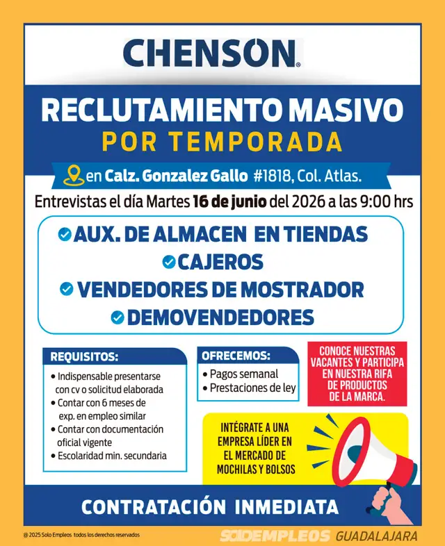 Vacante de empleo en Guadalajara publicada el 2026-06-05 en Solo Empleos
