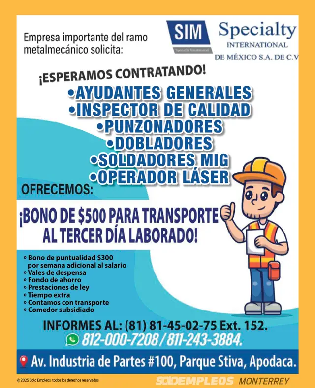 Vacante de empleo en Monterrey publicada el 2026-06-05 en Solo Empleos