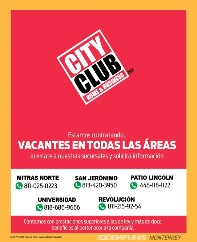 Vacante de empleo en Monterrey publicada el 2026-06-05 en Solo Empleos