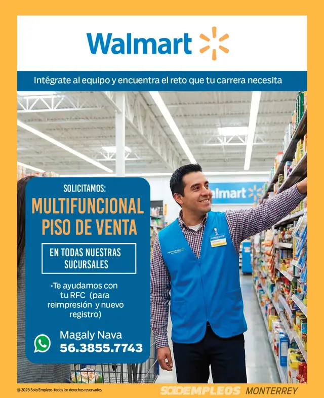 Vacante de empleo en Monterrey publicada el 2026-07-17 en Solo Empleos