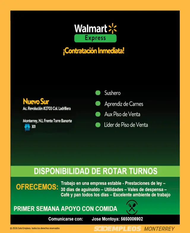 Vacante de empleo en Monterrey publicada el 2026-07-17 en Solo Empleos